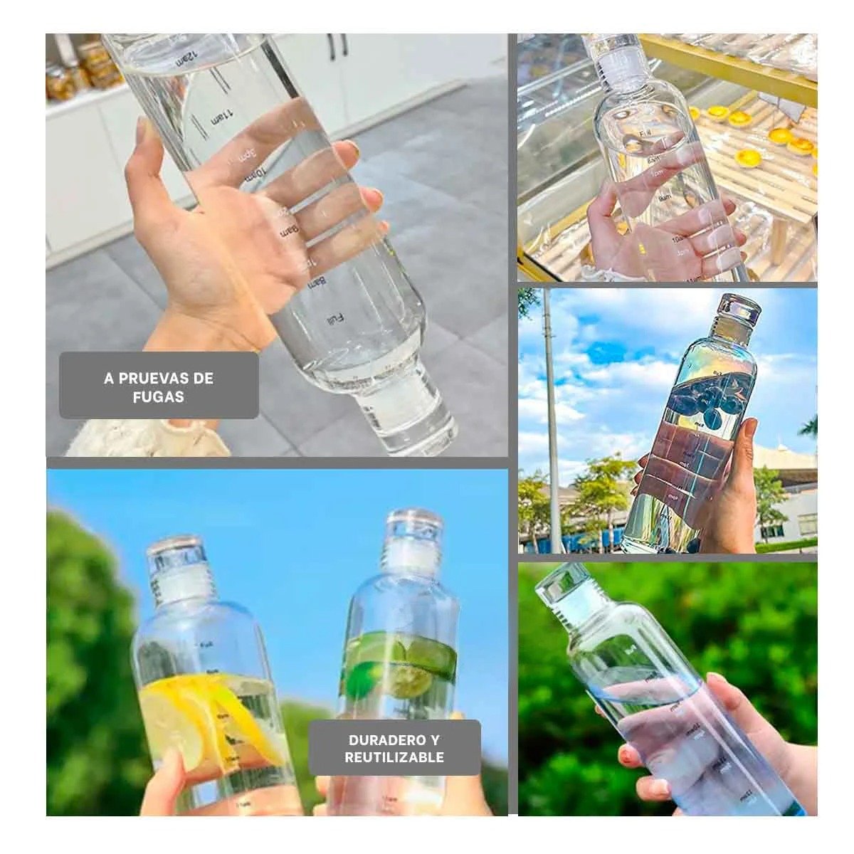 PACK4 FRASCO RESISTENTE 500 ML TRANSPARENTE PARA GIMNASIO Y DEPORTES Y+REGALO STICKER - 2