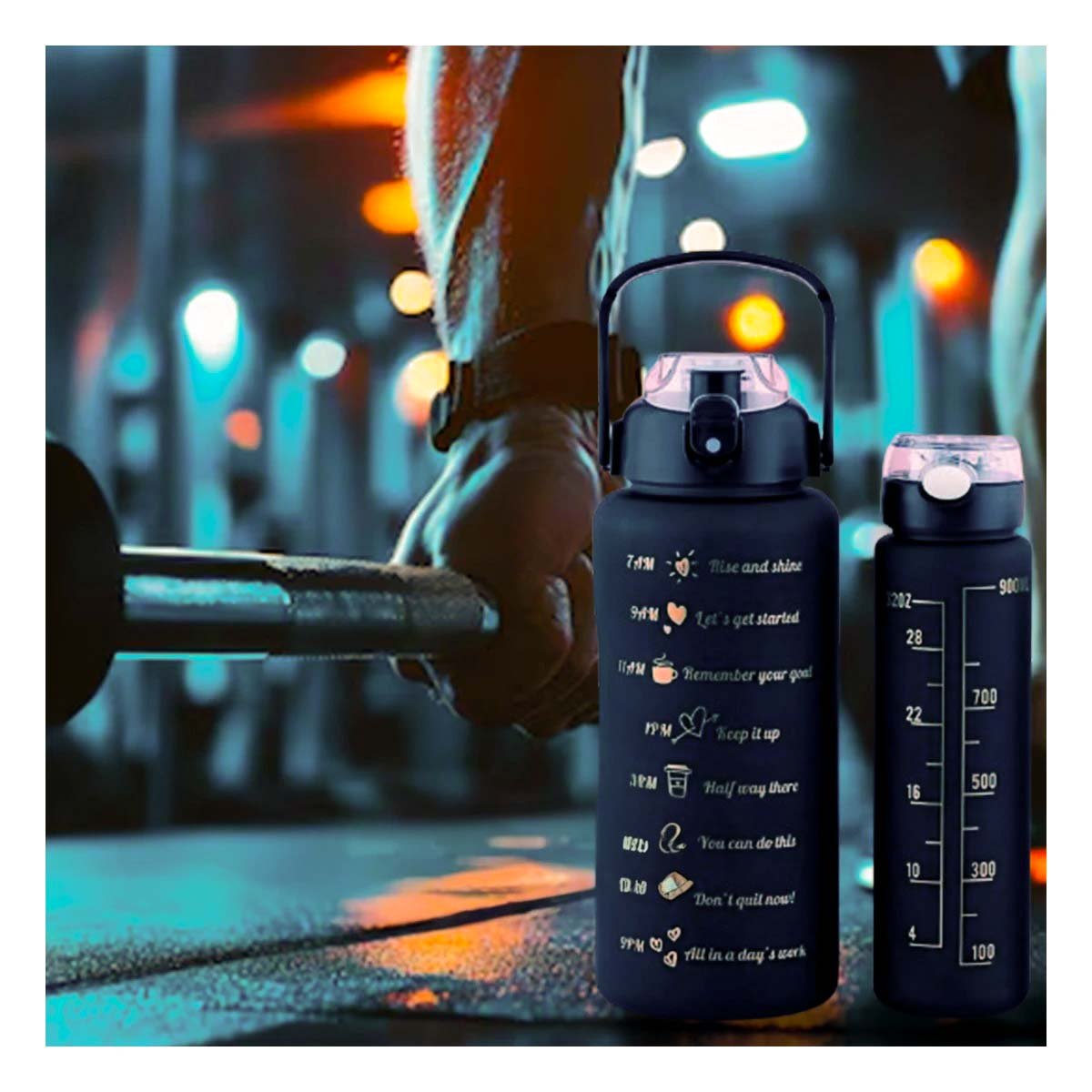 PACK6 CANTIMPLORAS EN NEGRO CON CAPACIDAD 2 L 1 L Y 300 ML EN SET DE 3 - 3