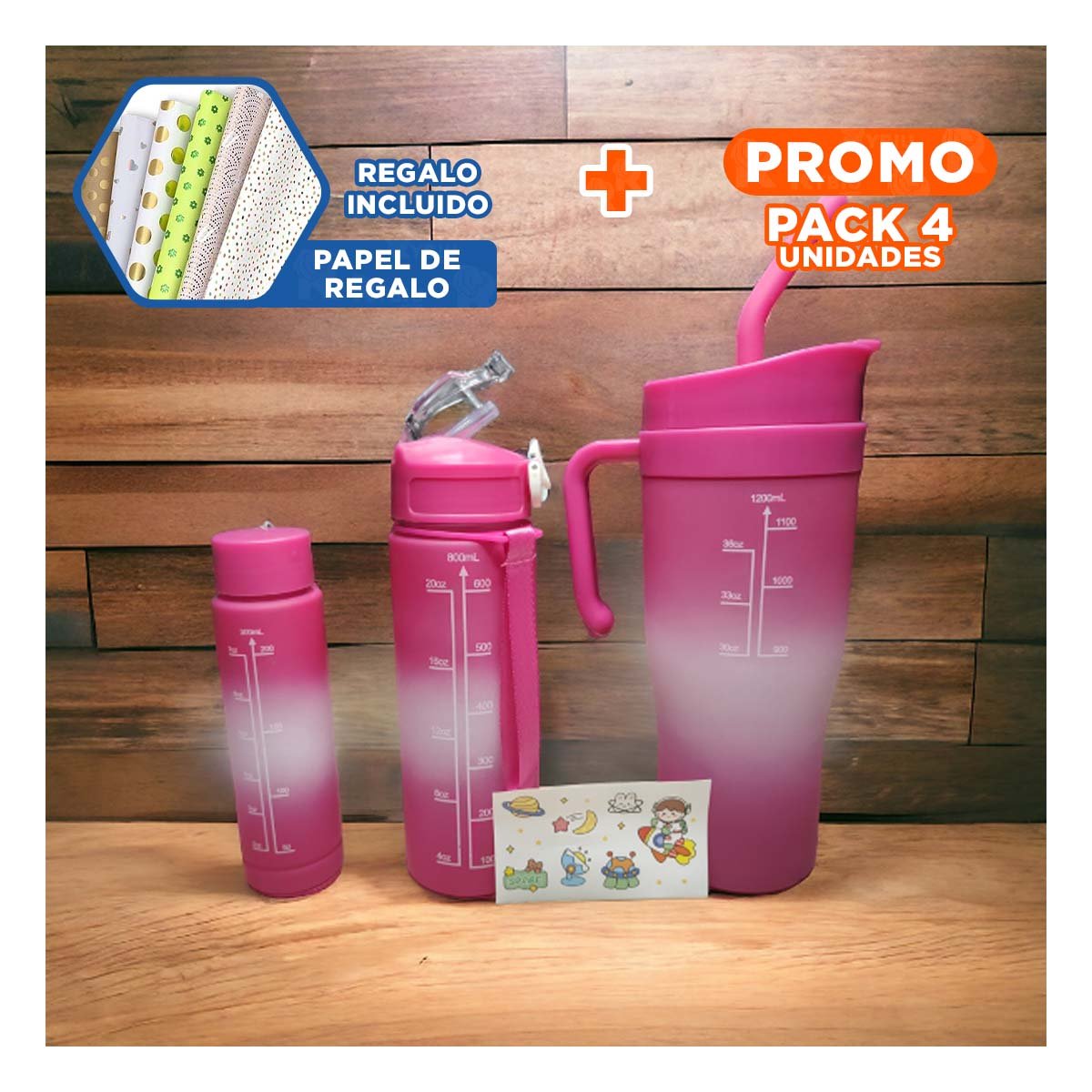 PACK4 TOMATODO ELECTRONICO TRIO TRICOLOR FUCSIA Y BLANCO CAPACIDAD TRIO PRACTICO Y+PAPEL REGALO - 1
