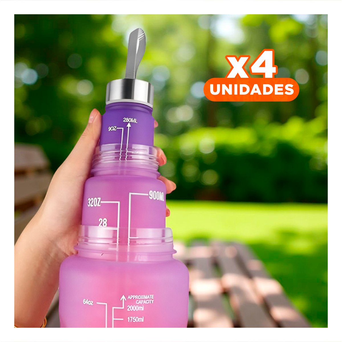 PACK4 TOMATODOS EN PRESENTACION DE 3 UNIDADES MORADO 2 L 1 L Y 300 ML CON TAPA - 1