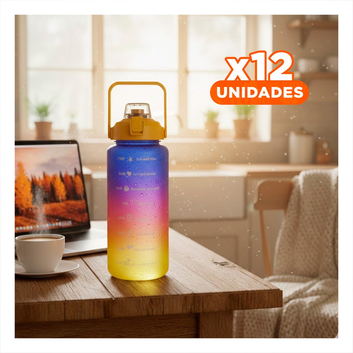 PACK12 ENVASE REUTILIZABLE 2LT MULTICOLOR PARA HIDRATACION Y PASEOS AL PARQUE - 1