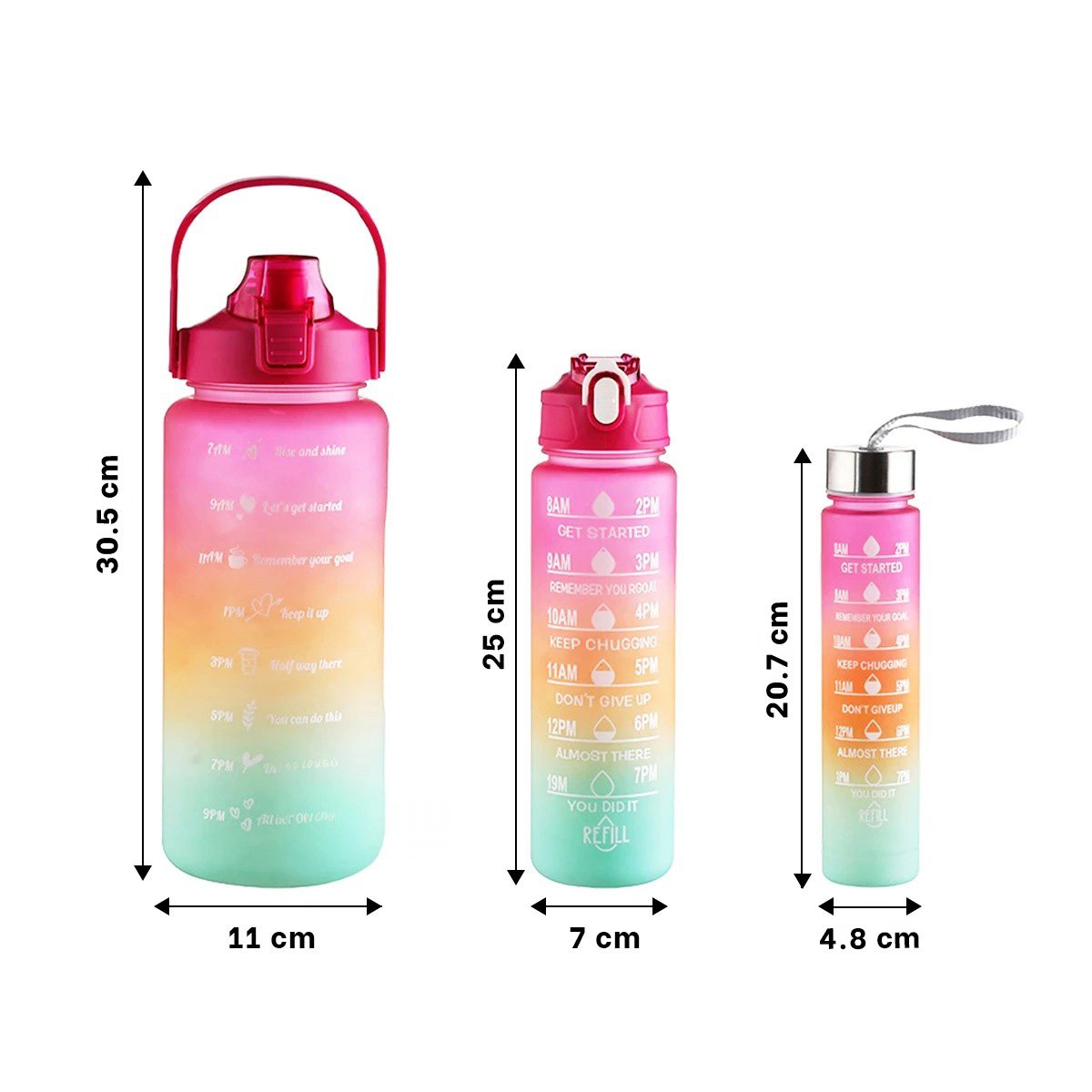 PACK4 CANTIMPLORAS CON 2 L 1 L Y 300 ML EN FUCSIA PARA USO DIARIO ACTIVO Y+REGALO STICKER - 4