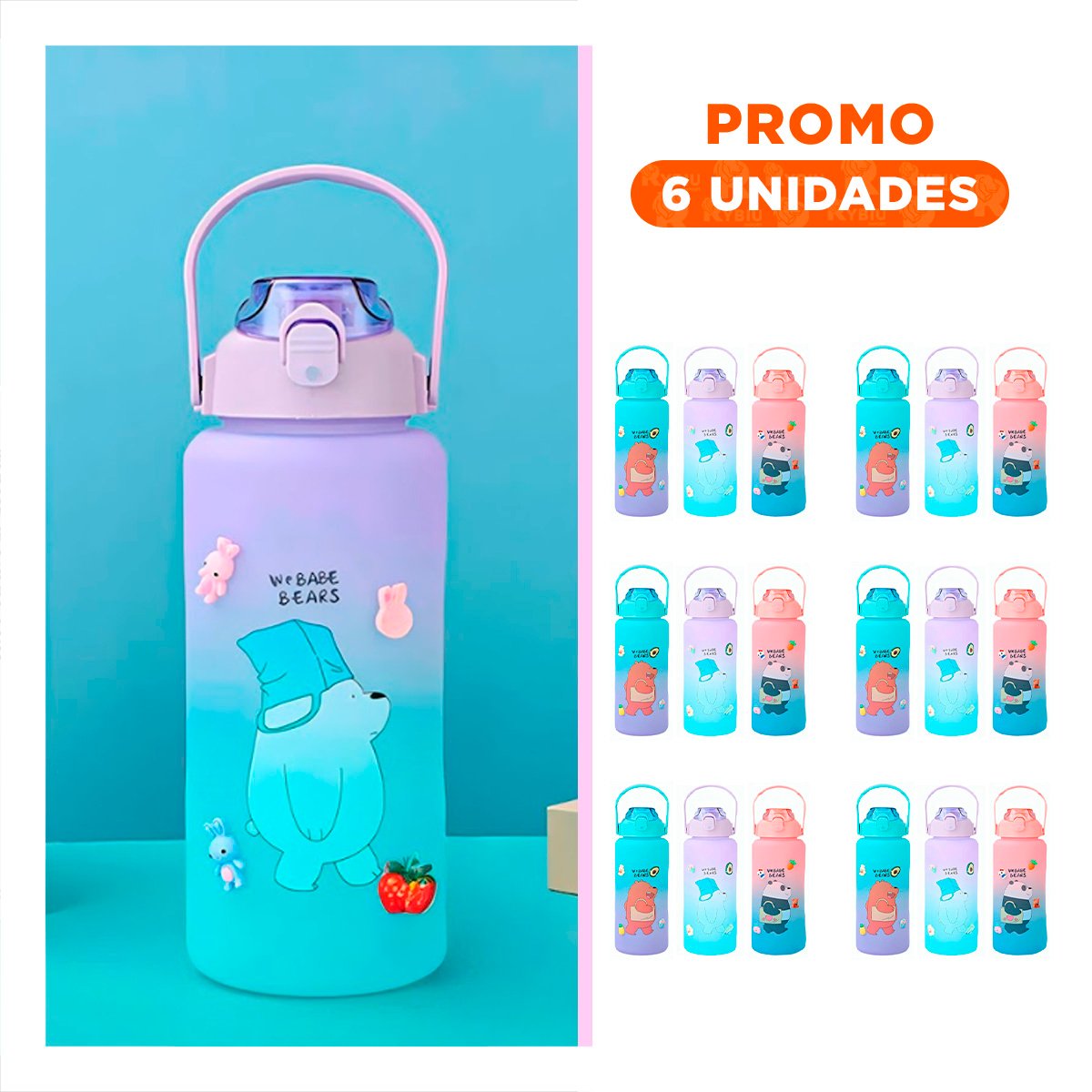 PACK6 ENVASE PORTATIL OSO ESCANDALOSO 2 LITROS PARA USO DIARIO - 1