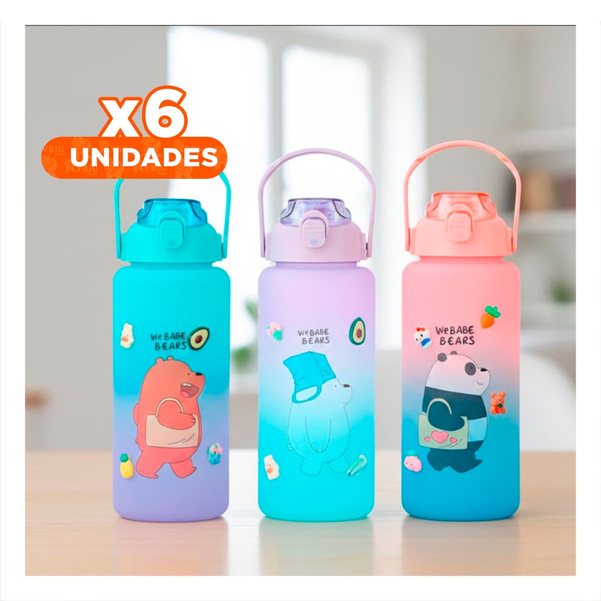 PACK6 VASO ESCOLAR OSO ESCANDALOSO 2 LITROS PARA BEBIDAS Y+REGALO STICKER - 1