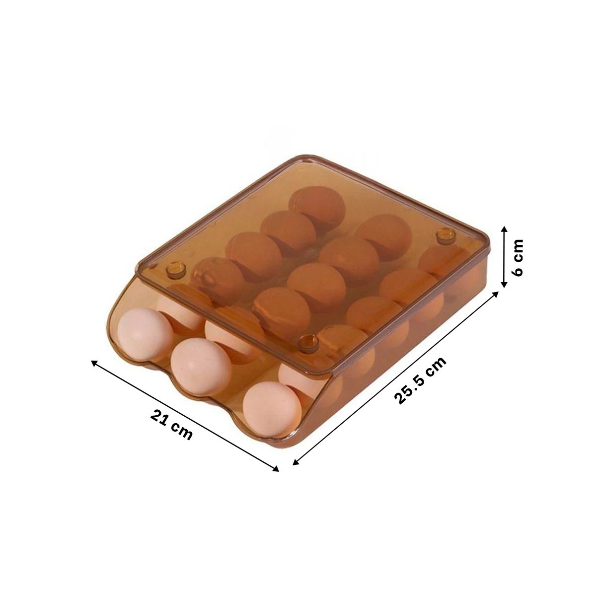 PACK2 RECIPIENTE PRACTICO TRANSPARENTE MARRON PARA 18 HUEVOS FACIL DE APILAR - 4