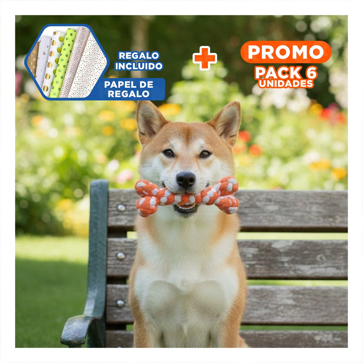 PACK6 CUERDA TRENZADA PARA MASCOTAS PARA JUEGOS DIARIOS NARANJA Y+PAPEL REGALO - 1