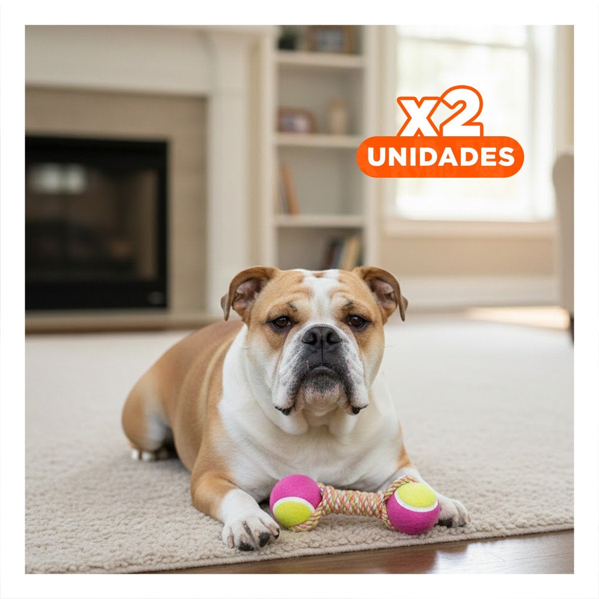 PACK2 CUERDA CON PELOTAS BICOLOR RESISTENTE ROSADO CON AMARILLO Y+REGALO STICKER - 1