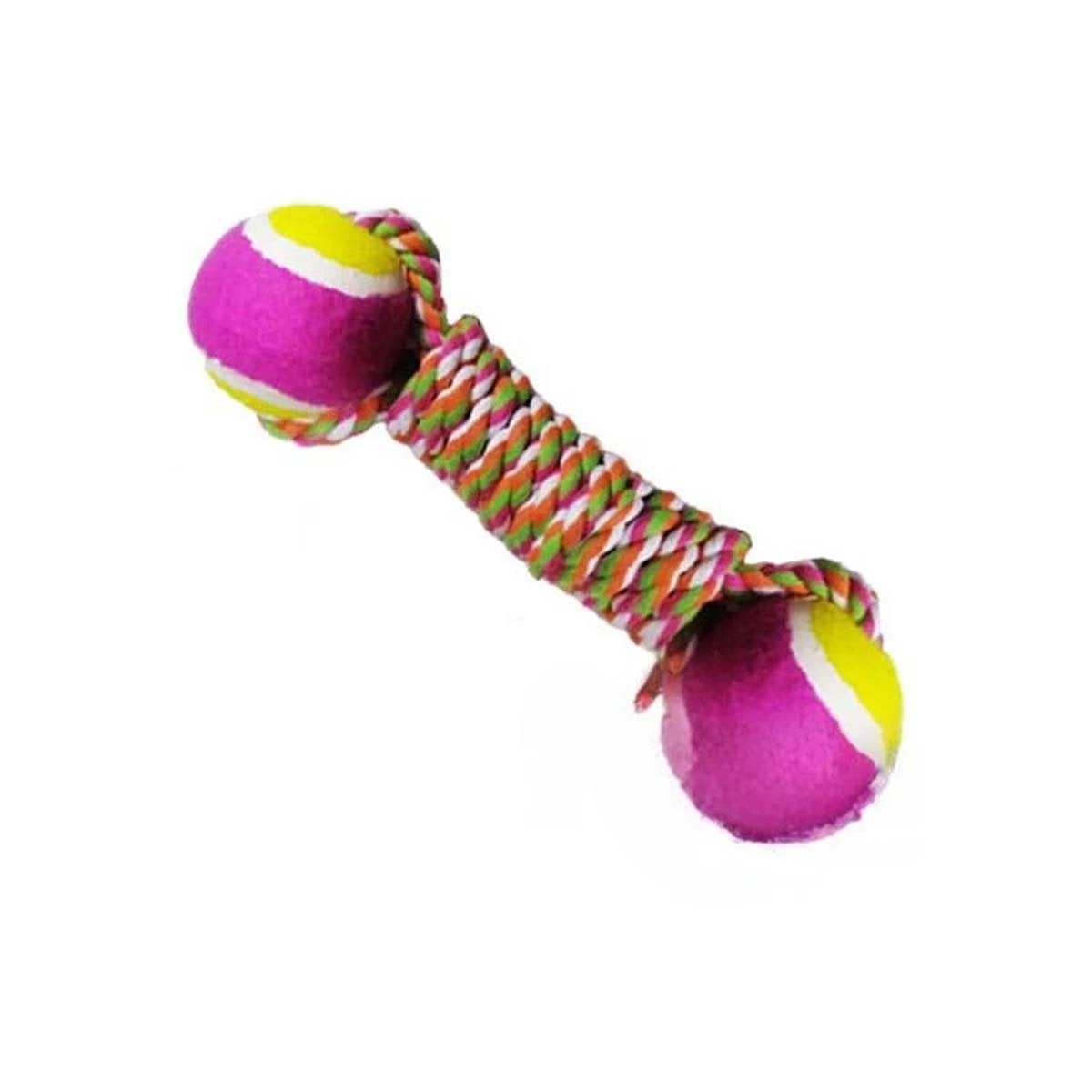 PACK2 CUERDA CON PELOTAS BICOLOR RESISTENTE ROSADO CON AMARILLO Y+REGALO STICKER - 2