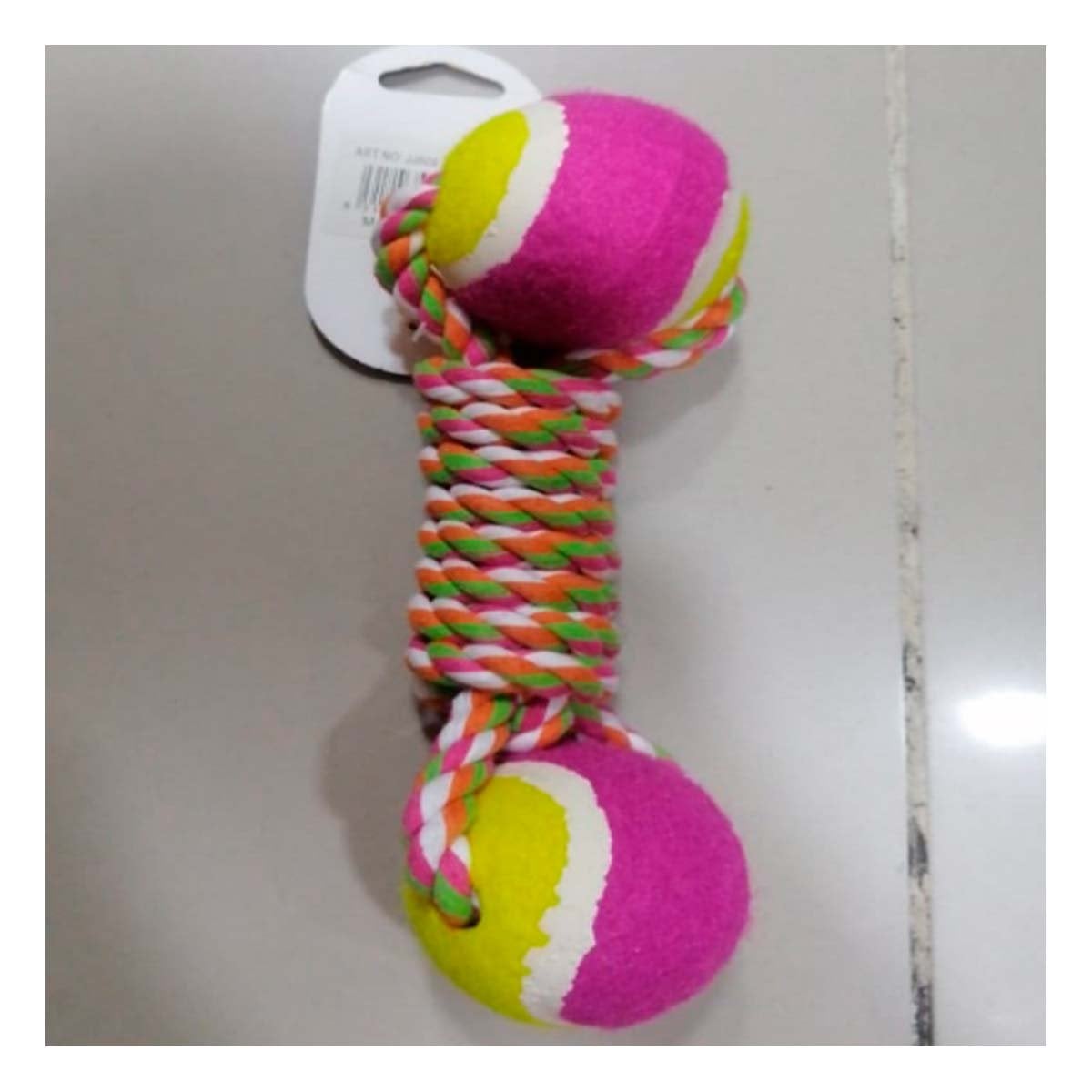 PACK2 CUERDA CON PELOTAS BICOLOR RESISTENTE ROSADO CON AMARILLO Y+REGALO STICKER - 3