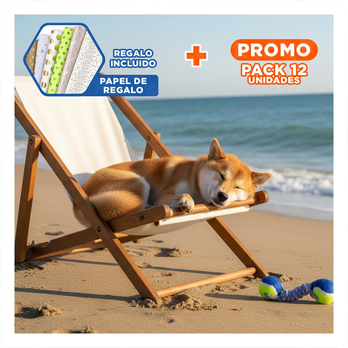 PACK12 COMPLEMENTO DE ACTIVIDAD PARA PERROS PARA ESTRES AMARILLO CON AZUL Y+PAPEL REGALO - 1