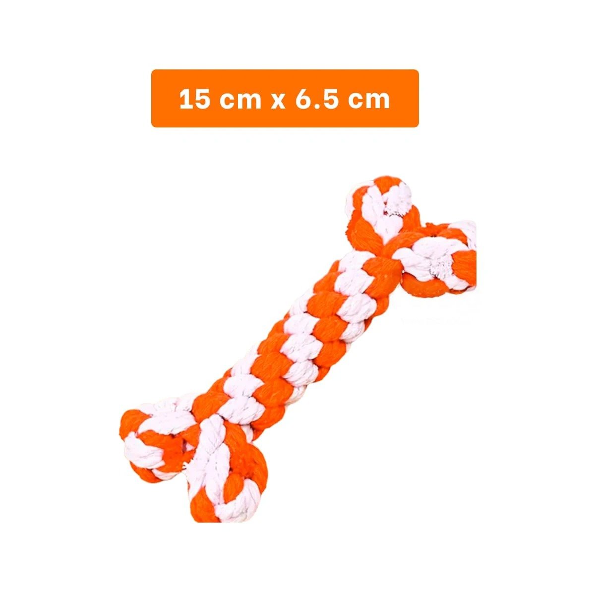 PACK4 CUERDA TRENZADA PARA MASCOTAS CON DISENO DE HUESO NARANJA Y+REGALO STICKER - 4