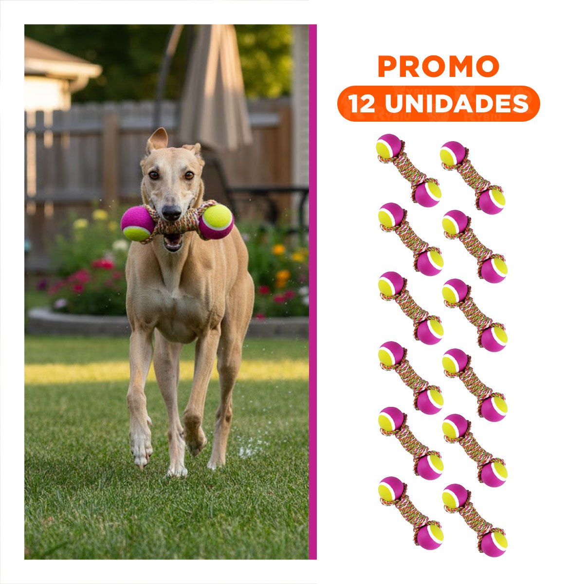 PACK12 COMPLEMENTO DE JUEGO PARA PERROS PARA ESPACIOS ROSADO CON AMARILLO Y+REGALO STICKER - 1