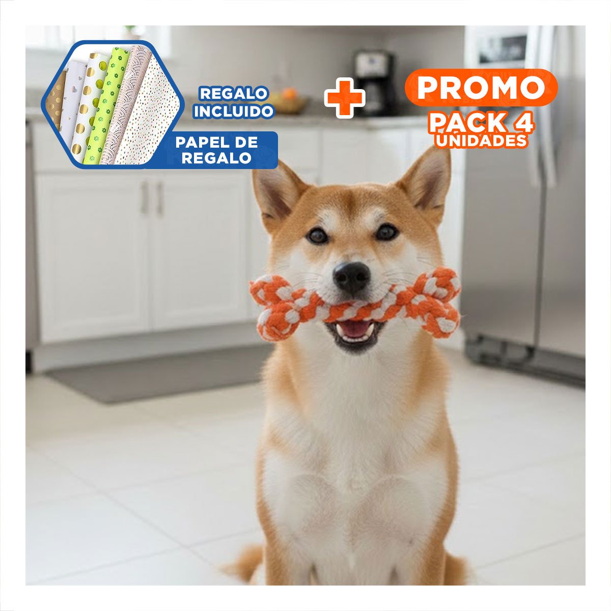 PACK4 OBJETO INTERACTIVO CANINO PARA JUEGOS DINAMICOS NARANJA Y+PAPEL REGALO - 1