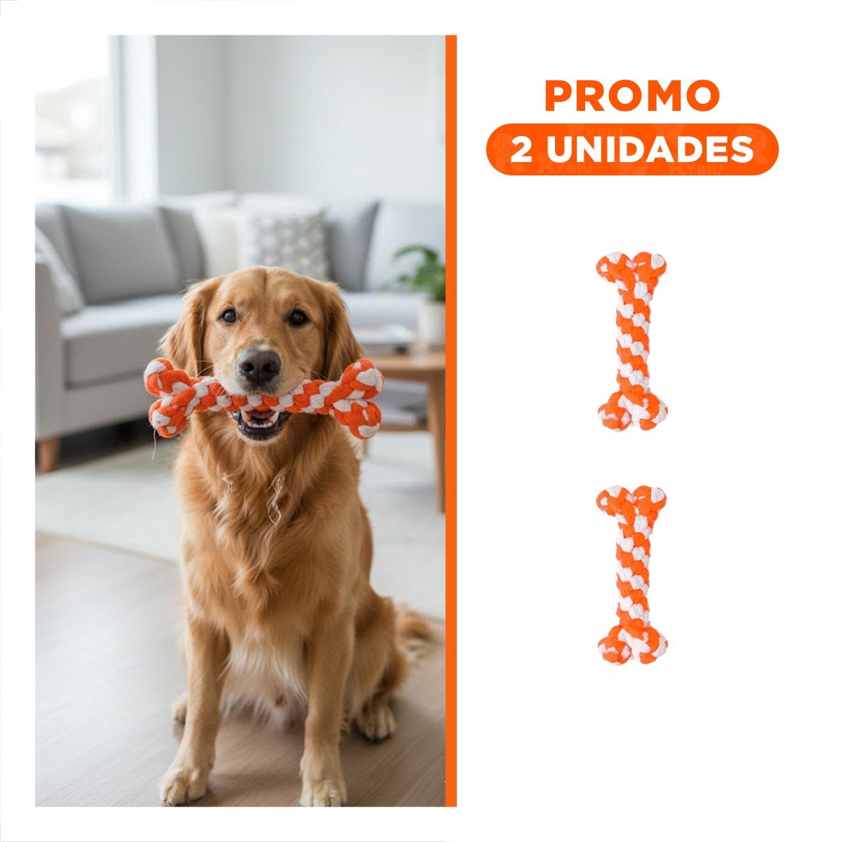 PACK2 OBJETO INTERACTIVO CANINO EN FORMA DE HUESO NARANJA - 1