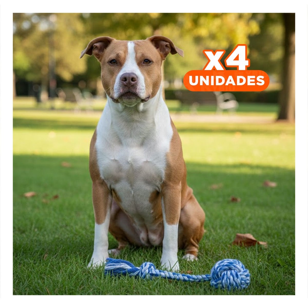 PACK4 PRODUCTO PARA JUEGO ACTIVO CON PELOTA Y SOGA CON MANGO AZUL CELESTE - 1