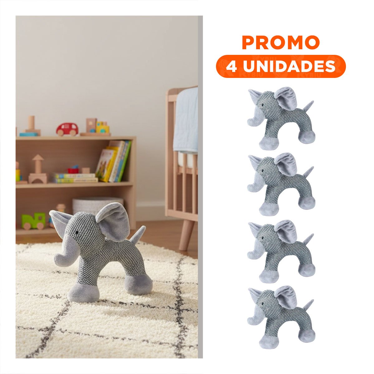 PACK4 EDICION ELEFANTE CON SONIDO DULCE EN COLOR PLOMO PARA HOGAR Y+REGALO STICKER - 1