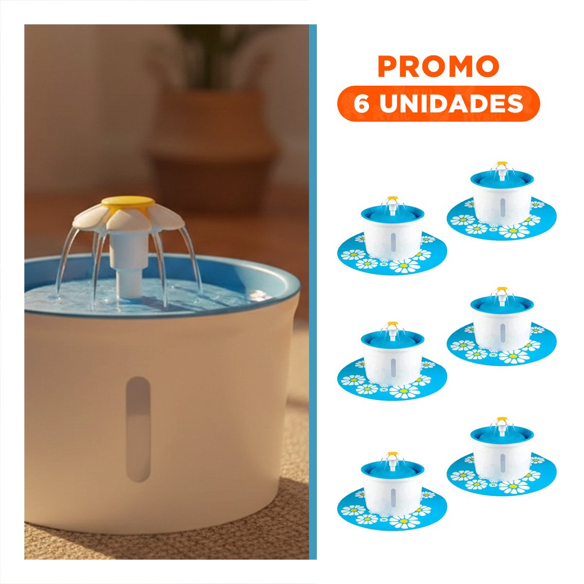 PACK6 ZONA PARA AGUA CIRCULAR CON ALFOMBRA PET CELESTE PLASTICO RESISTENTE - 1