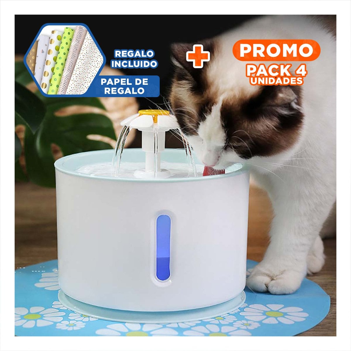 PACK4 PLATAFORMA PARA AGUA CIRCULAR CON ALFOMBRA PET CELESTE PLASTICO SEGURO Y+PAPEL REGALO - 1