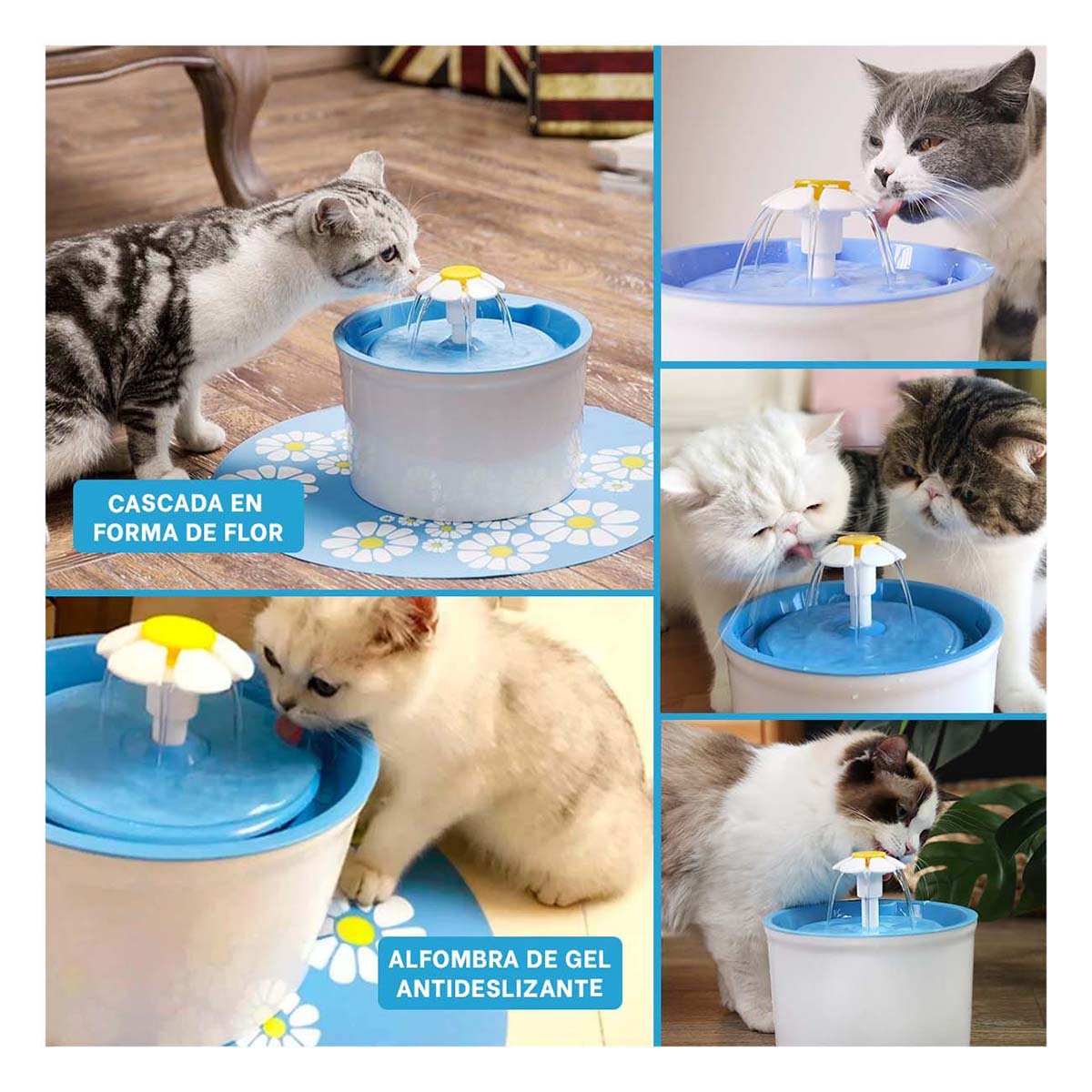 PACK4 BANDEJA PARA AGUA CIRCULAR CON ALFOMBRA PET CELESTE PLASTICO DURABLE Y+REGALO STICKER - 2