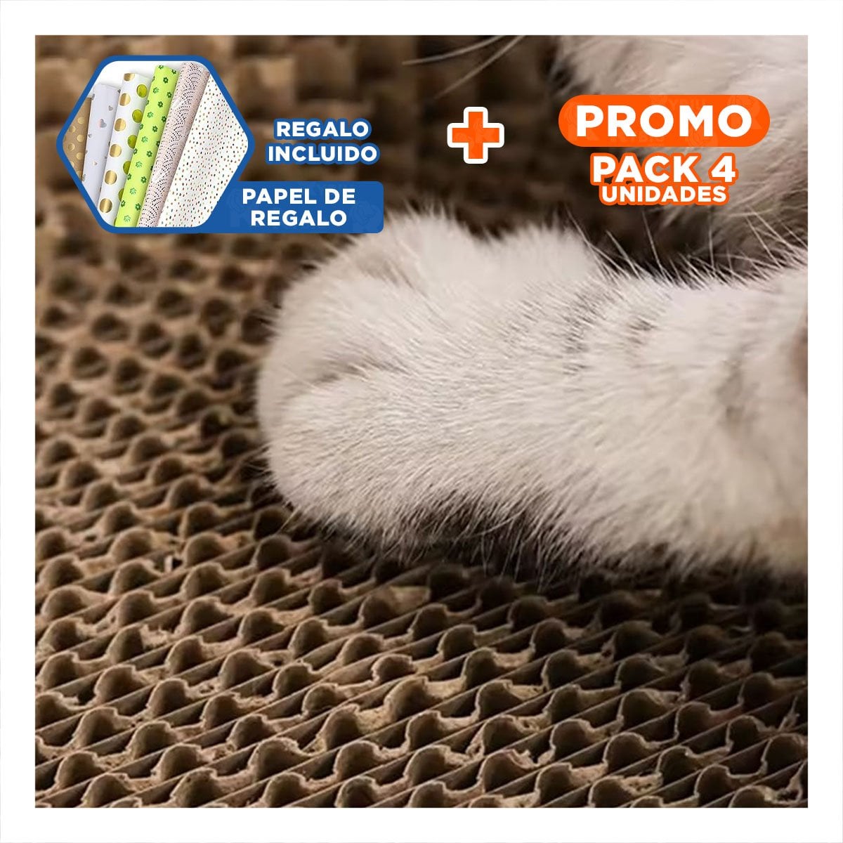 PACK4 MODULO DE JUEGO CIRCULAR CON CATNIP CHICO 40 CM MARRON PARA GATO CASA Y+PAPEL REGALO - 1