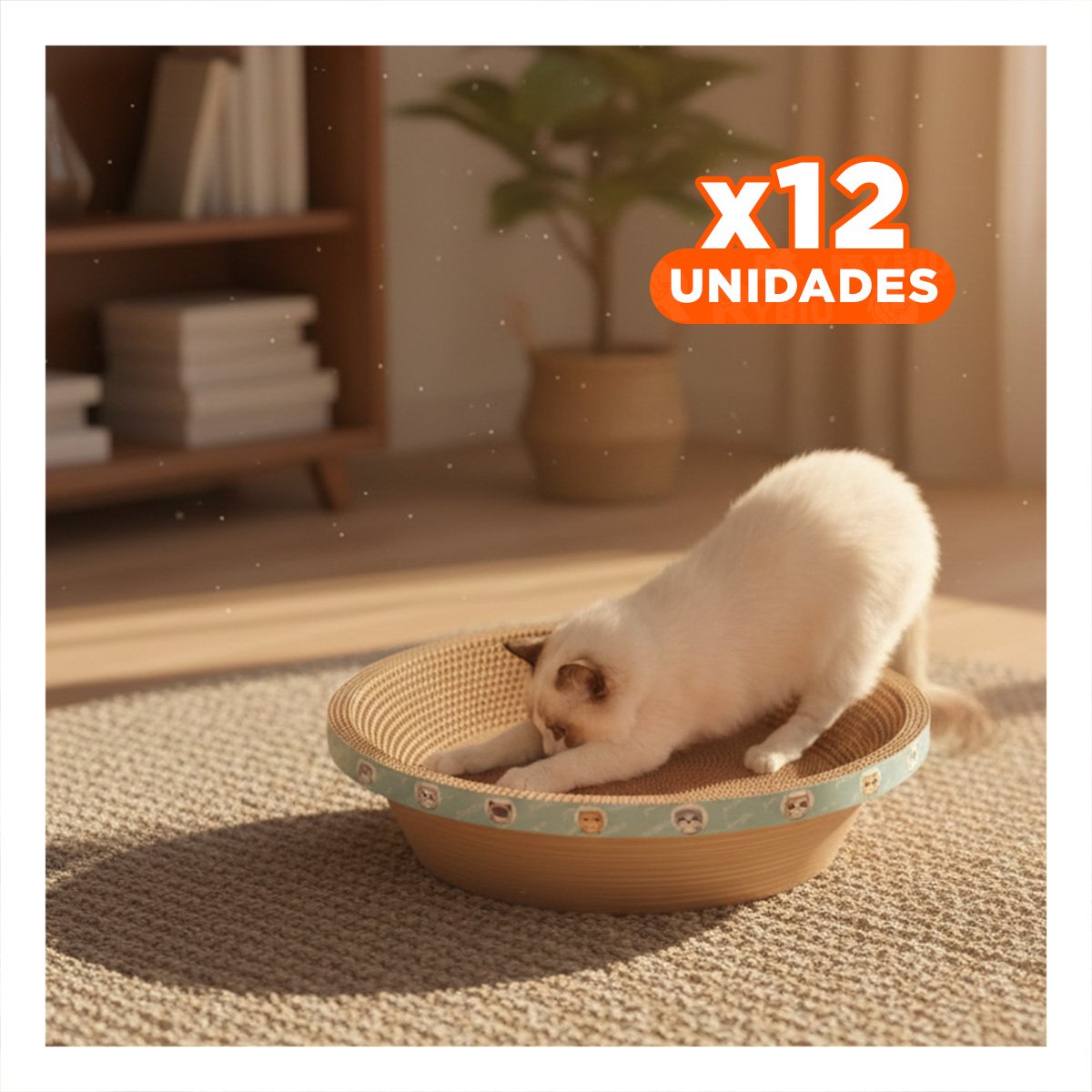 PACK12 PLATAFORMA PARA GATO CIRCULAR CON CATNIP GRANDE 50CM MARRON Y+REGALO STICKER - 1
