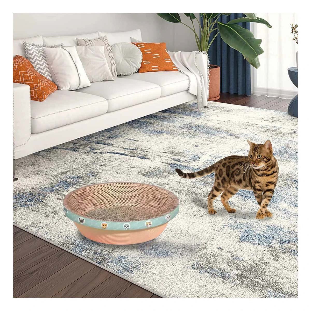 PACK12 PLATAFORMA PARA GATO CIRCULAR CON CATNIP GRANDE 50CM MARRON Y+REGALO STICKER - 5