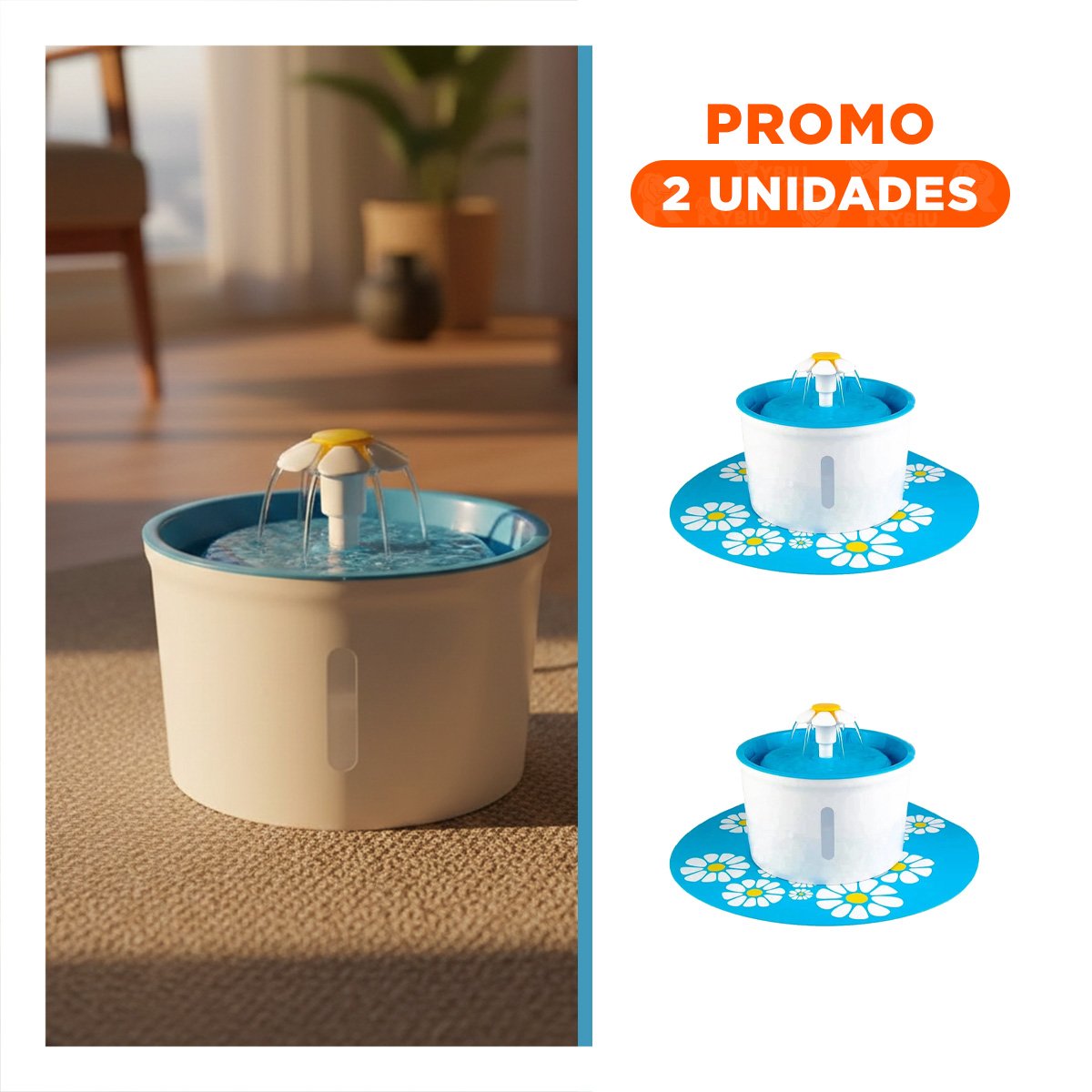 PACK2 UNIDAD PARA AGUA CIRCULAR CON ALFOMBRA PET CELESTE PLASTICO RESISTENTE Y+REGALO STICKER - 1