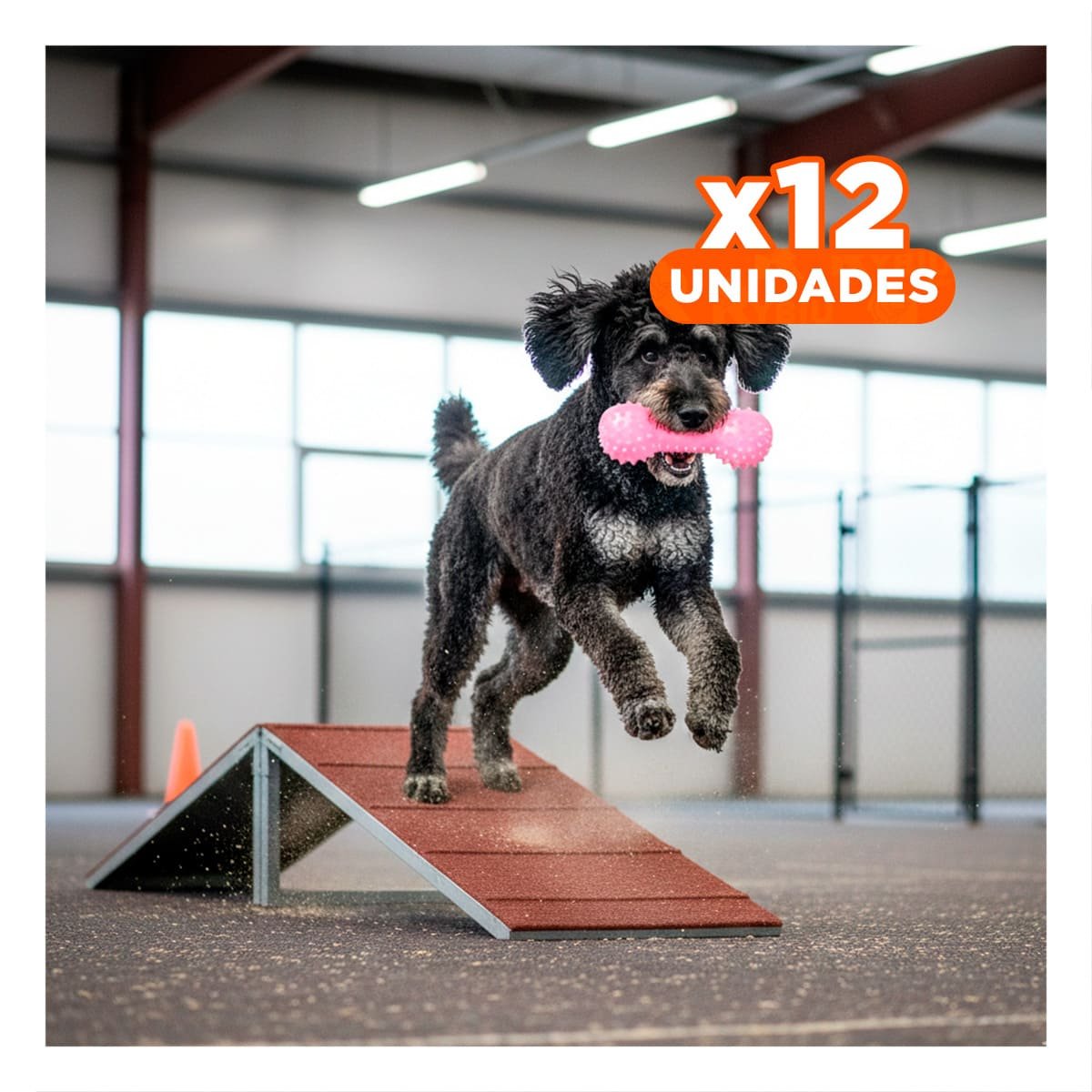 PACK12 HERRAMIENTA INTERACTIVA ROSADO PARA MASCOTAS PESA CON PUNTAS SEGURAS - 1