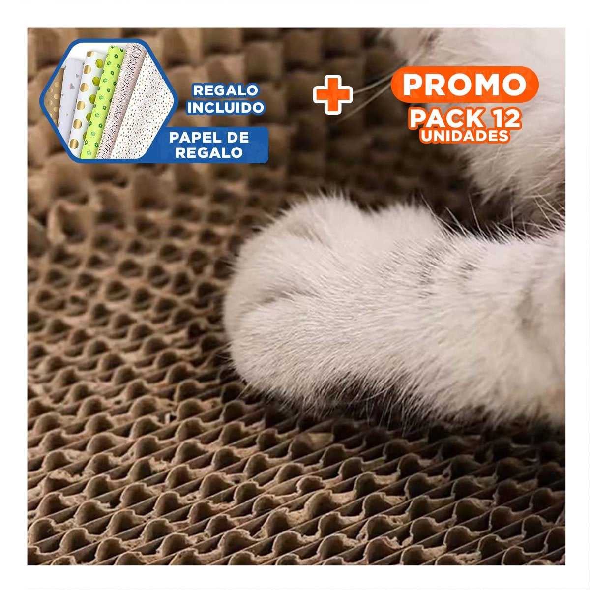 PACK12 ESTACION DE ENTRETENIMIENTO CIRCULAR CON CATNIP GRANDE 50CM MARRON Y+PAPEL REGALO - 1