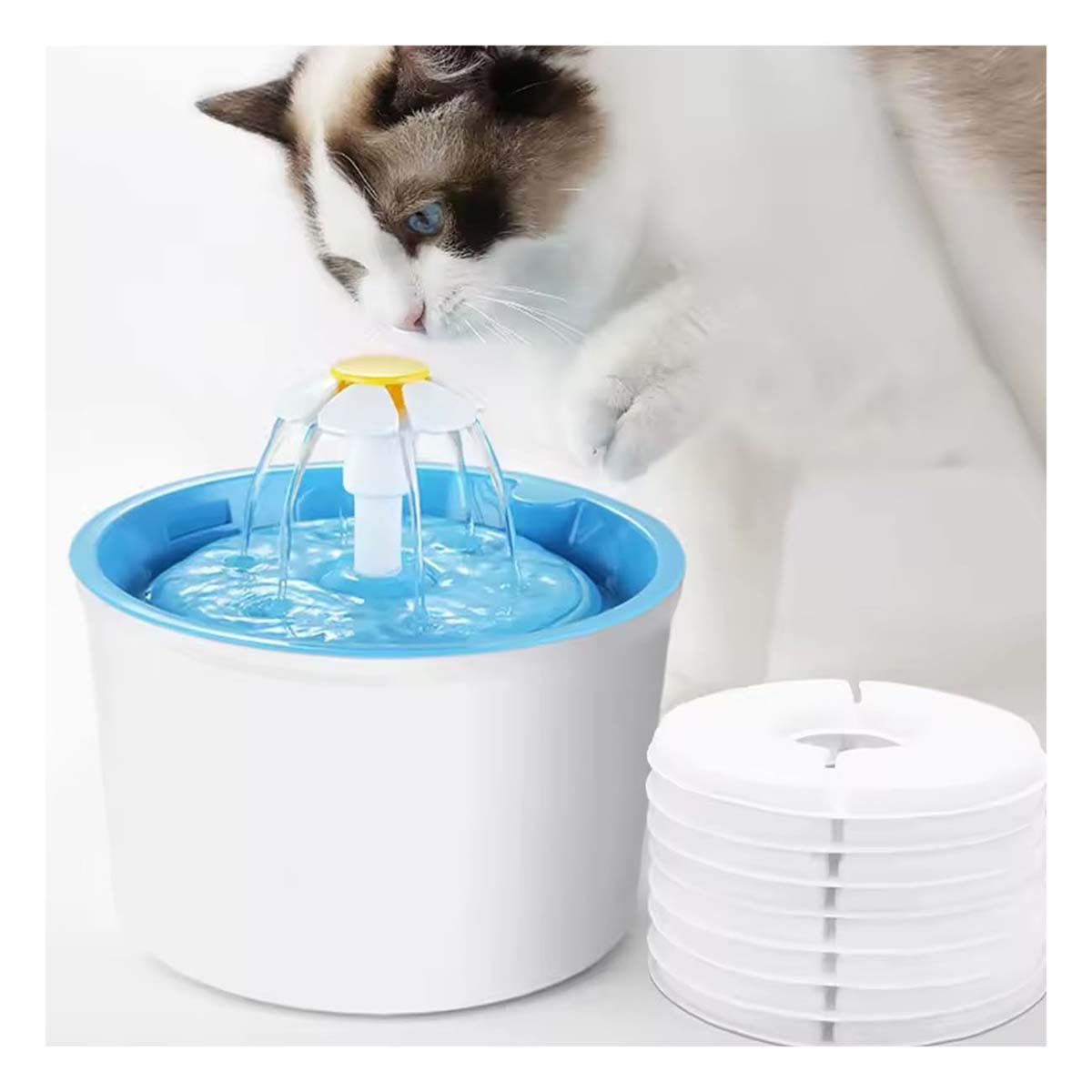 PACK2 CONTENEDOR PARA AGUA CIRCULAR CON ALFOMBRA PET CELESTE PLASTICO FIRME Y+PAPEL REGALO - 5