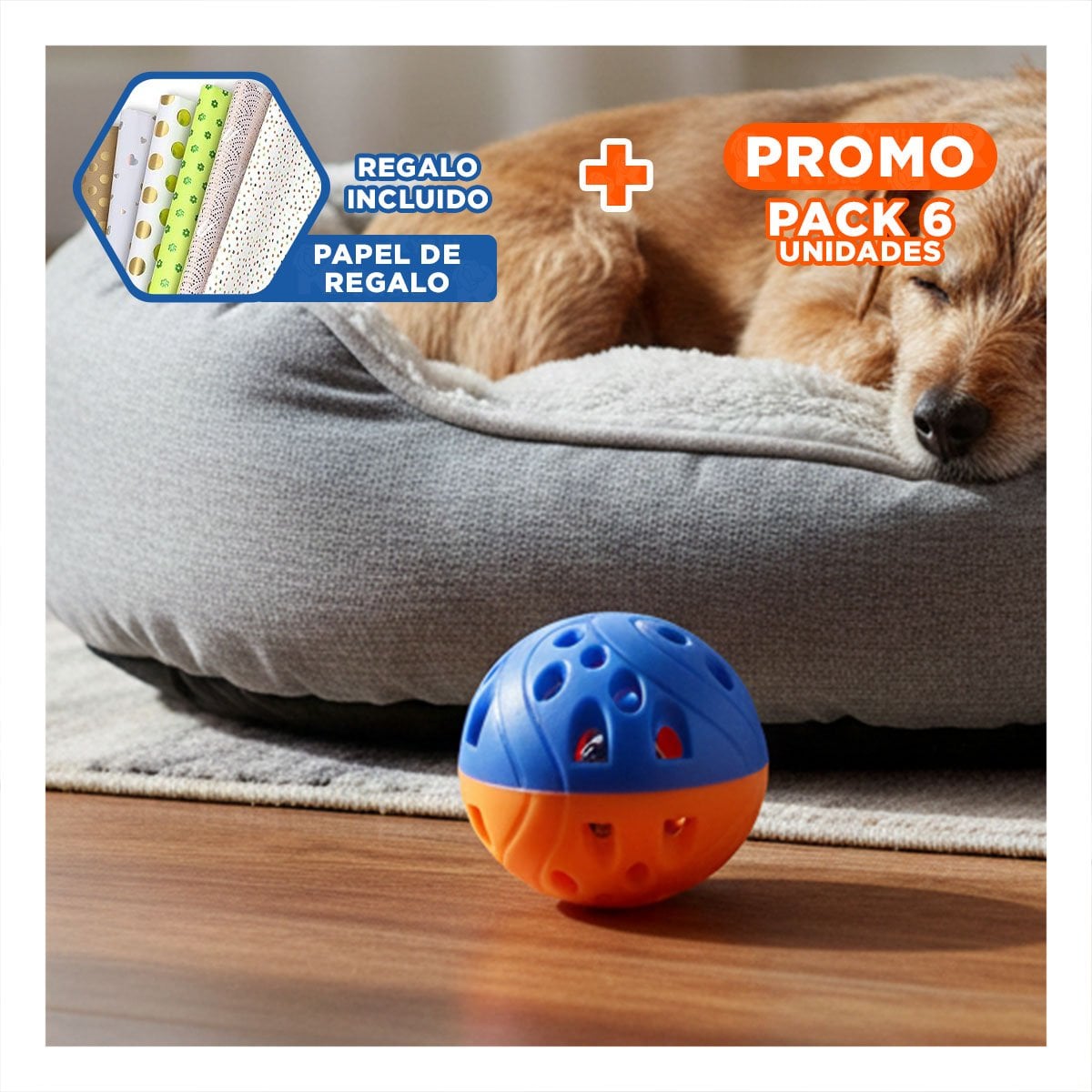 PACK6 LINEA CON CASCABEL AZUL Y NARANJA PARA BEBE ESTIMULO AUDITIVO Y+PAPEL REGALO - 1