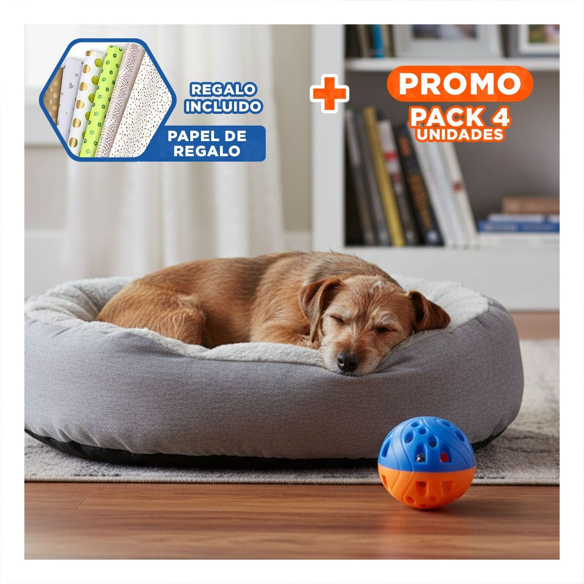 PACK4 VARIANTE CON CASCABEL AZUL Y NARANJA PARA BEBE ESTIMULO SENSORIAL Y+PAPEL REGALO - 1