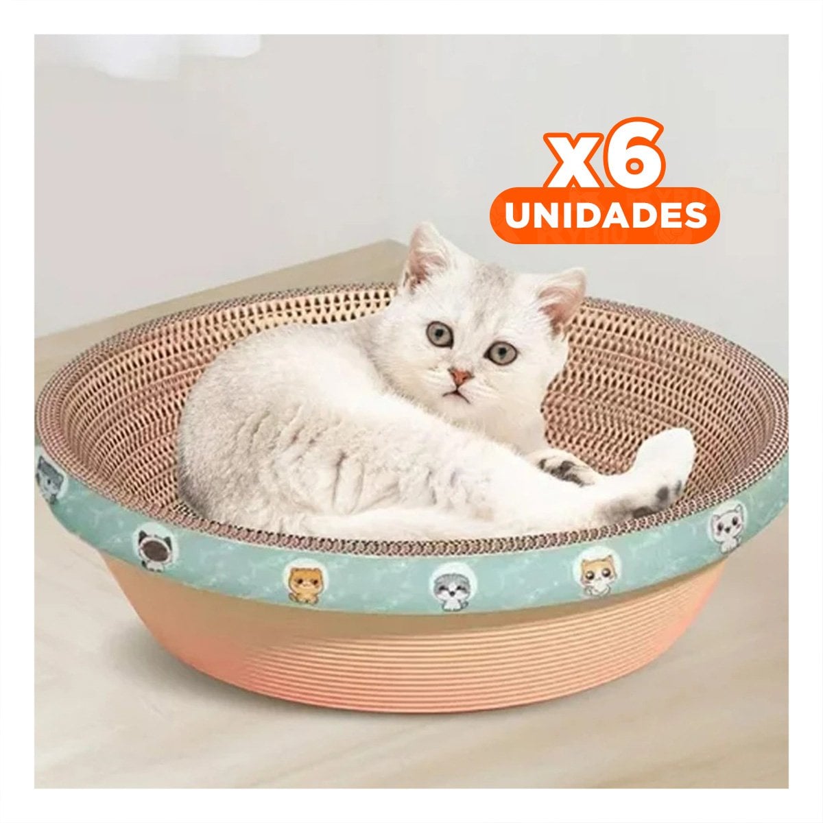 PACK6 ESPACIO DE JUEGO CIRCULAR CON CATNIP CHICO 40 CM MARRON PARA GATO CASA Y+REGALO STICKER - 1