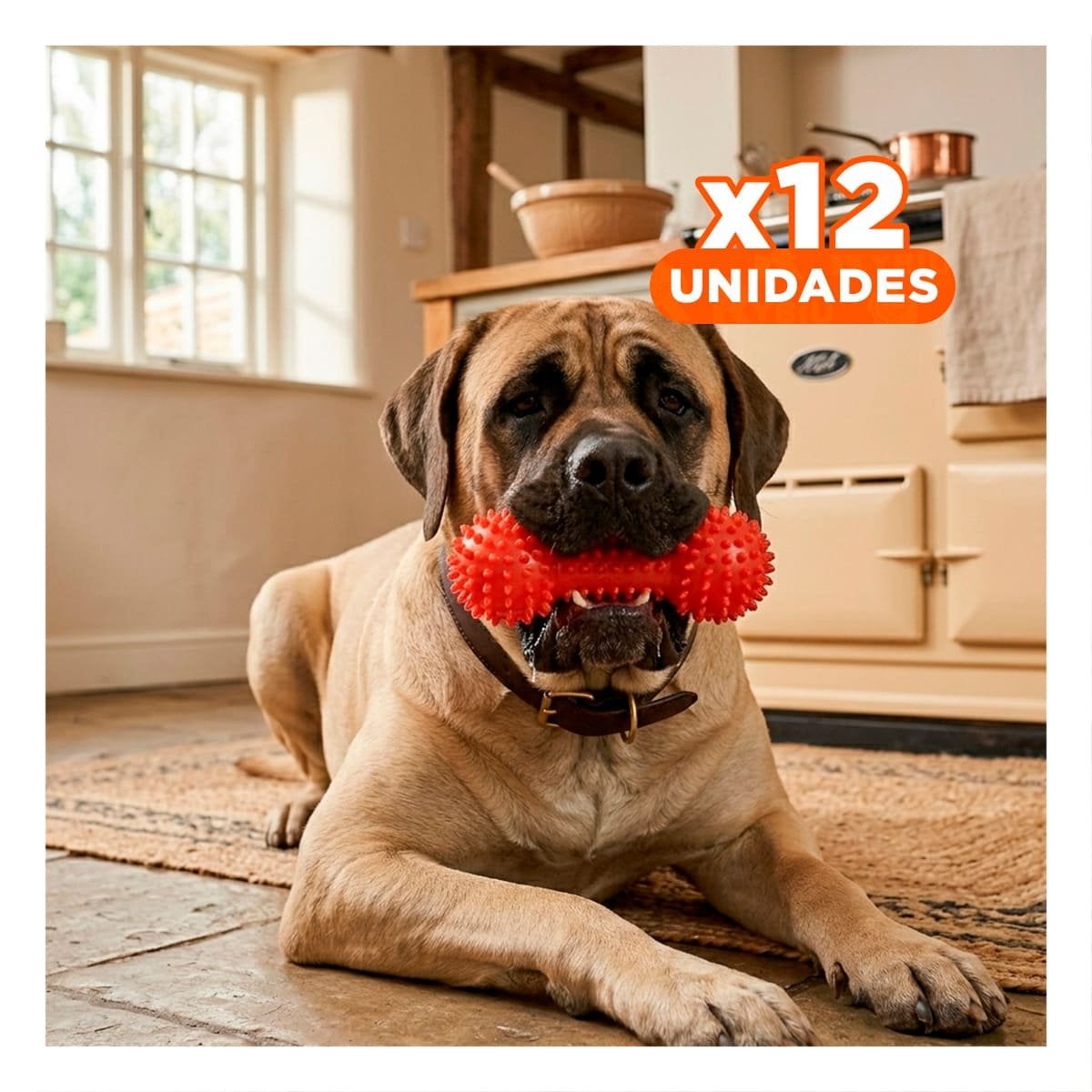 PACK12 HERRAMIENTA INTERACTIVA ROJO PARA MASCOTAS PESA CON PUNTAS SEGURAS - 1