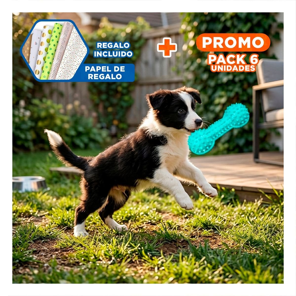 PACK6 APARATO VERDE AGUA PARA MASCOTAS FORMA DE PESA SEGURO Y DIVERTIDO Y+PAPEL REGALO - 1
