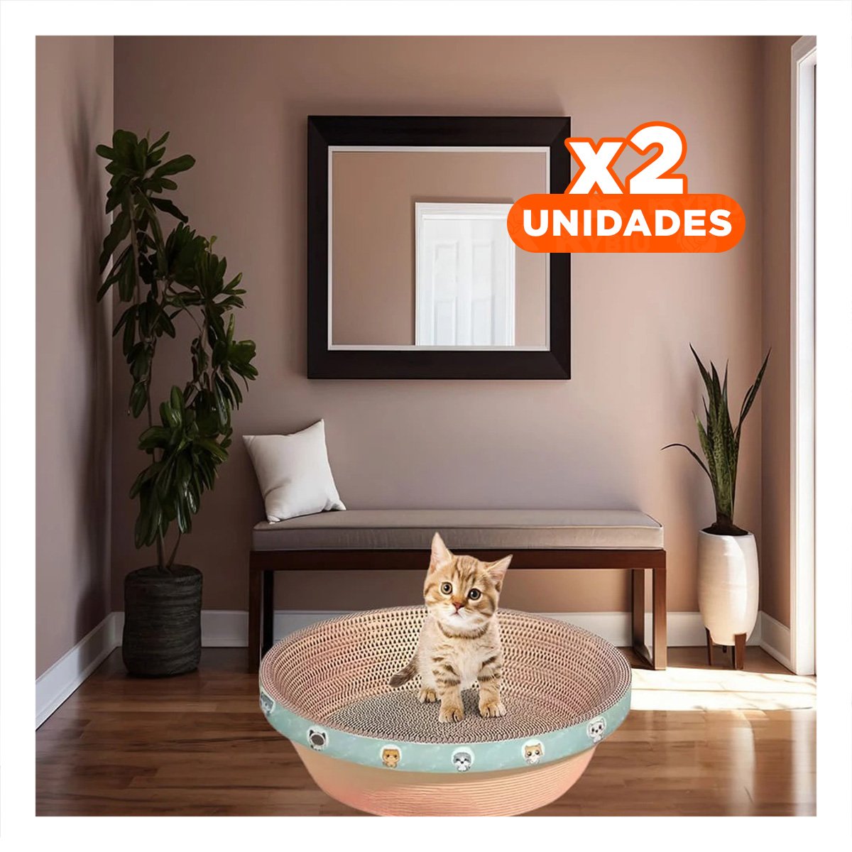 PACK2 BASE DE DESCANSO CIRCULAR CON CATNIP CHICO 40 CM MARRON PARA GATO CASA - 1
