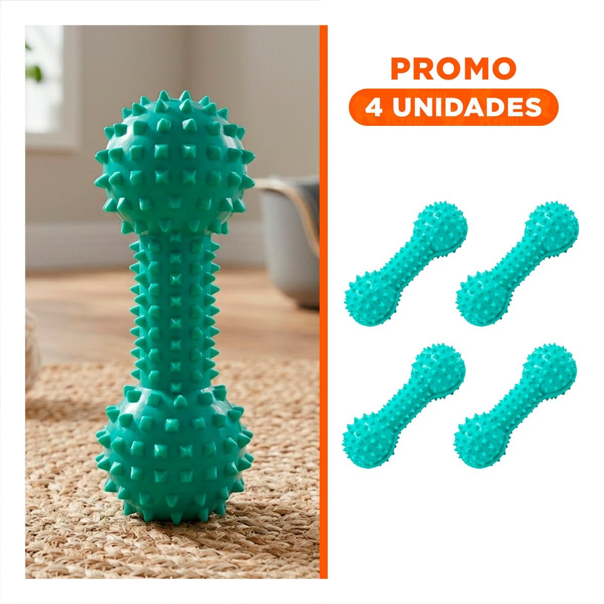 PACK4 APARATO INTERACTIVO VERDE AGUA PARA MASCOTAS FORMA DE PESA RESISTENTE Y+REGALO STICKER - 1