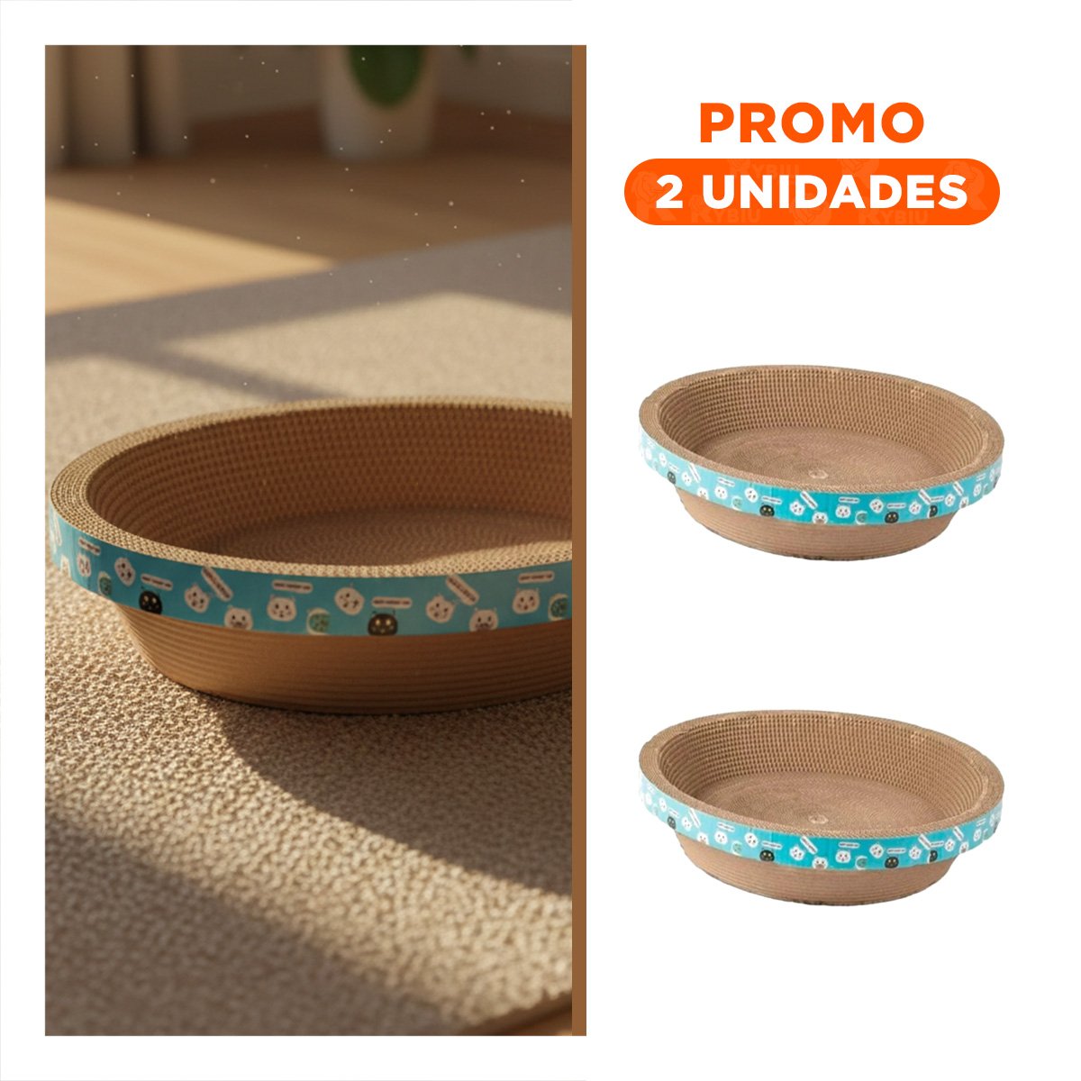 PACK2 PLATAFORMA DE JUEGO CIRCULAR CON CATNIP CHICO 40 CM MARRON PARA GATO Y+REGALO STICKER - 1