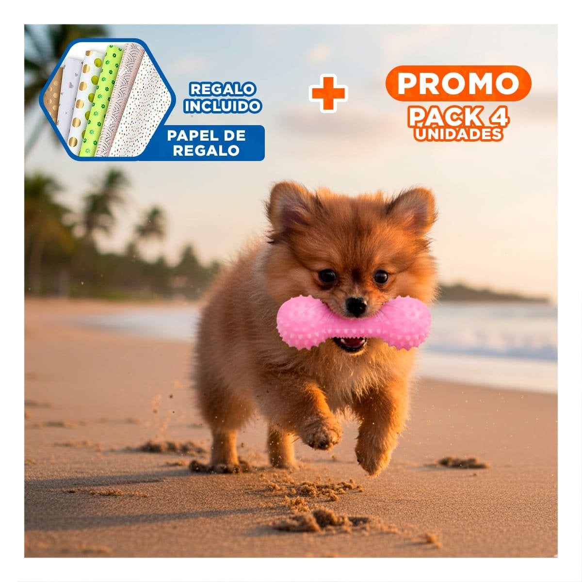 PACK4 APARATO DE JUEGO ROSADO PARA MASCOTAS PESA CON PUNTAS SEGURAS Y+PAPEL REGALO - 1
