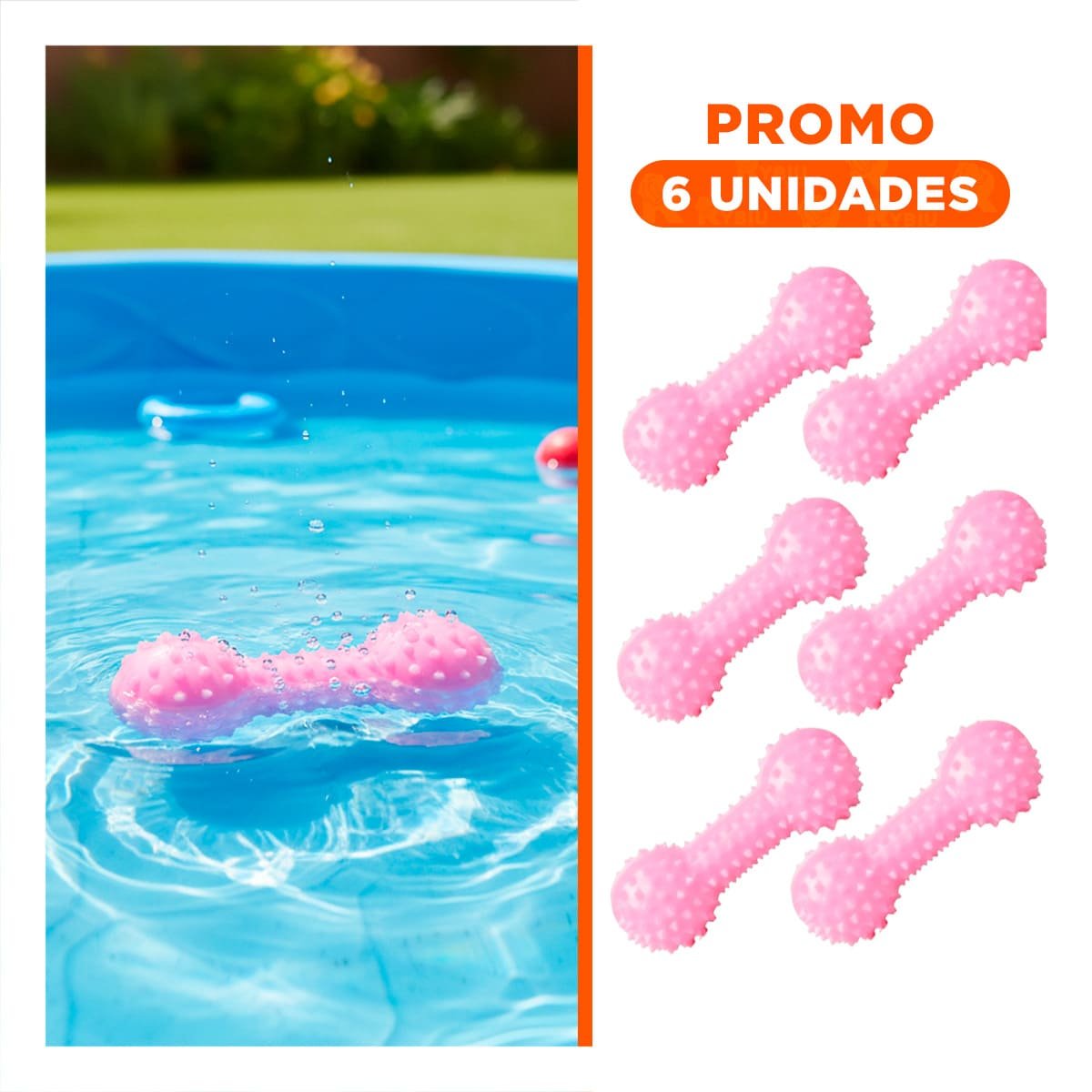 PACK6 APARATO PEQUENO ROSADO PARA MASCOTAS PESA CON PUNTAS SUAVES - 1