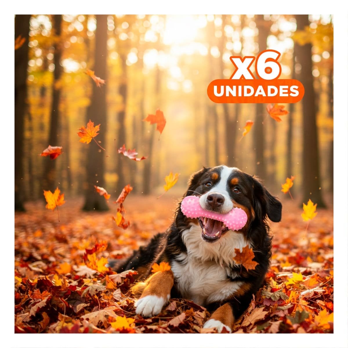 PACK6 HERRAMIENTA ROSADO PARA MASCOTAS FORMA DE PESA CON PUNTAS RESISTENTES Y+REGALO STICKER - 1