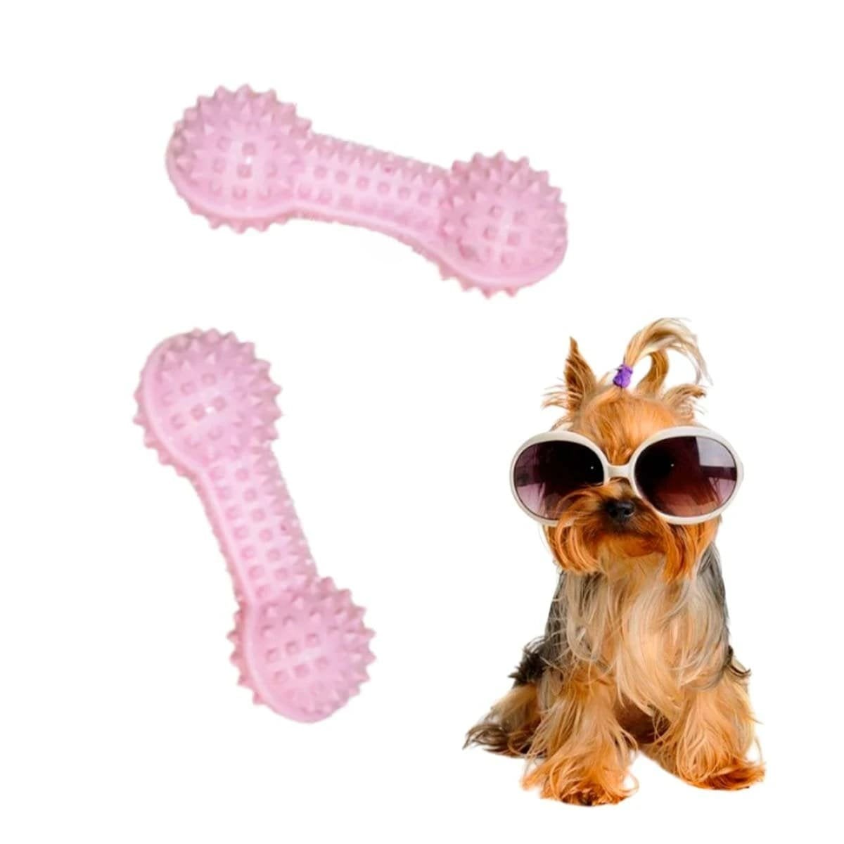 PACK6 HERRAMIENTA ROSADO PARA MASCOTAS FORMA DE PESA CON PUNTAS RESISTENTES Y+REGALO STICKER - 2