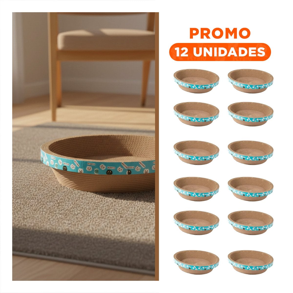 PACK12 SOPORTE DE JUEGO CIRCULAR CON CATNIP CHICO 40 CM MARRON PARA GATO HOGAR - 1