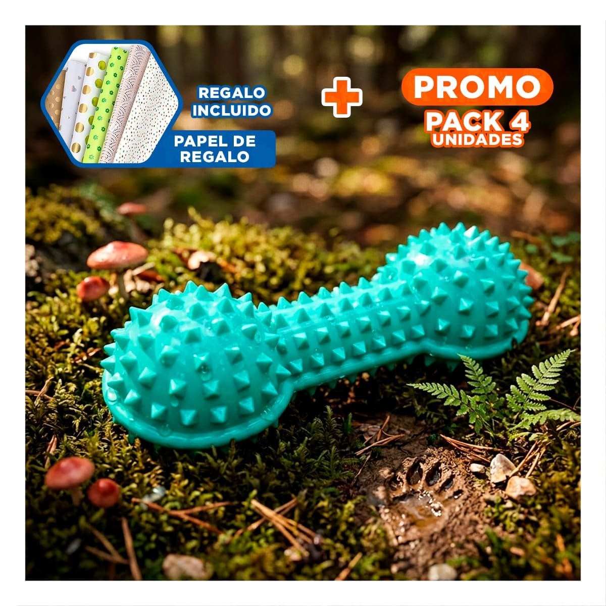 PACK4 APARATO DE JUEGO VERDE AGUA PARA MASCOTAS PESA CON PUNTAS SEGURAS Y+PAPEL REGALO - 1