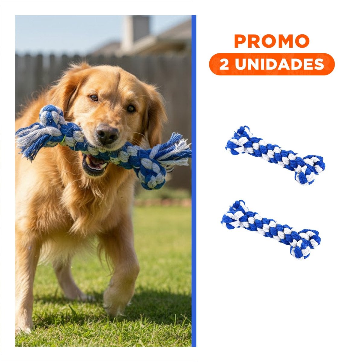 PACK2 ELEMENTO DE JUEGO PARA PERROS TIPO HUESO TRENZADO AZUL - 1