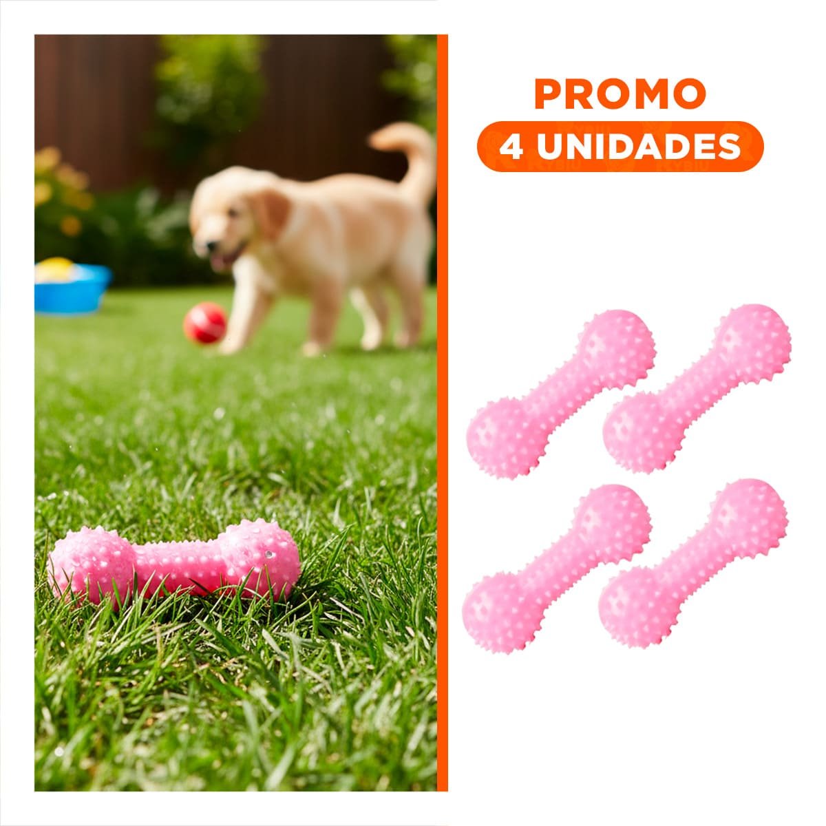 PACK4 APARATO INTERACTIVO ROSADO PARA MASCOTAS FORMA DE PESA RESISTENTE Y+REGALO STICKER - 1