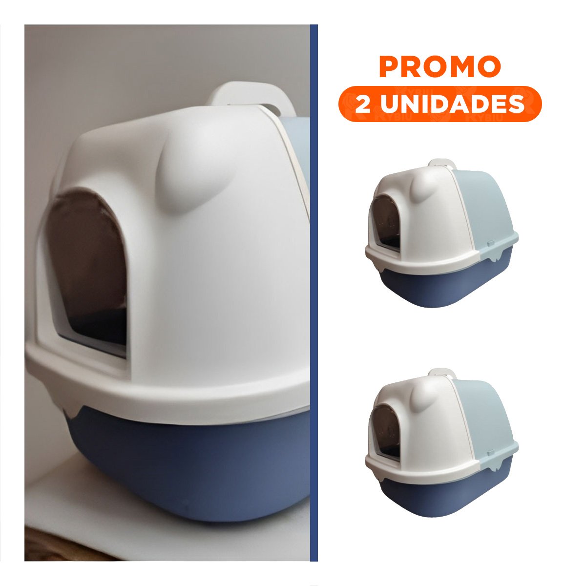 PACK2 UNIDAD SANITARIA CON BORDES DECORATIVOS Y PALA CERNIDORA CELESTE Y AZUL Y+REGALO STICKER - 1