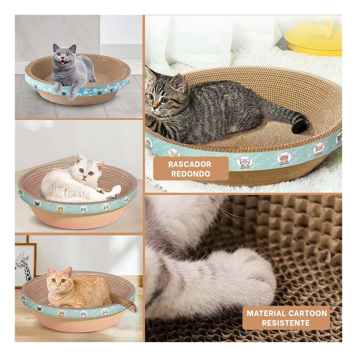 PACK2 ESTACION DE JUEGO CIRCULAR CON CATNIP CHICO 40 CM MARRON PARA GATO HOGAR Y+PAPEL REGALO - 3