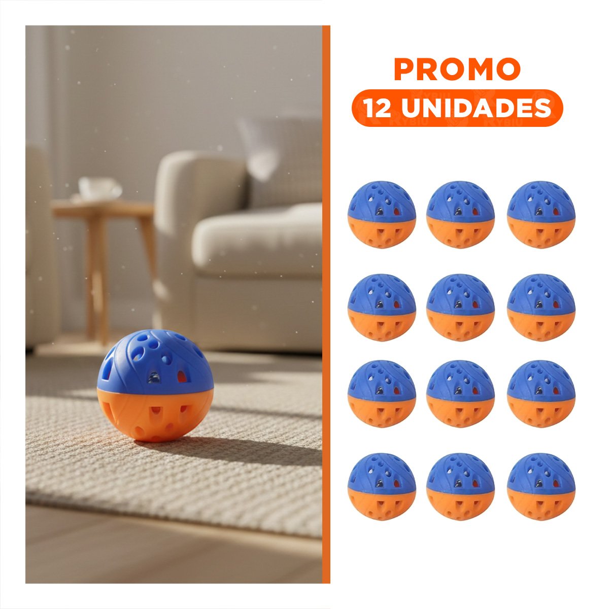 PACK12 ACCESORIO INFANTIL CON CASCABEL AZUL Y NARANJA PARA BEBE JUEGO SEGURO Y+REGALO STICKER - 1