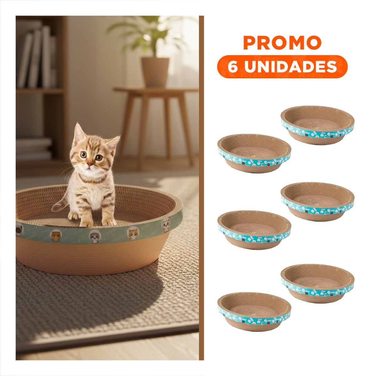 PACK6 SUPERFICIE DE JUEGO CIRCULAR CON CATNIP CHICO 40 CM MARRON PARA GATO CASA - 1